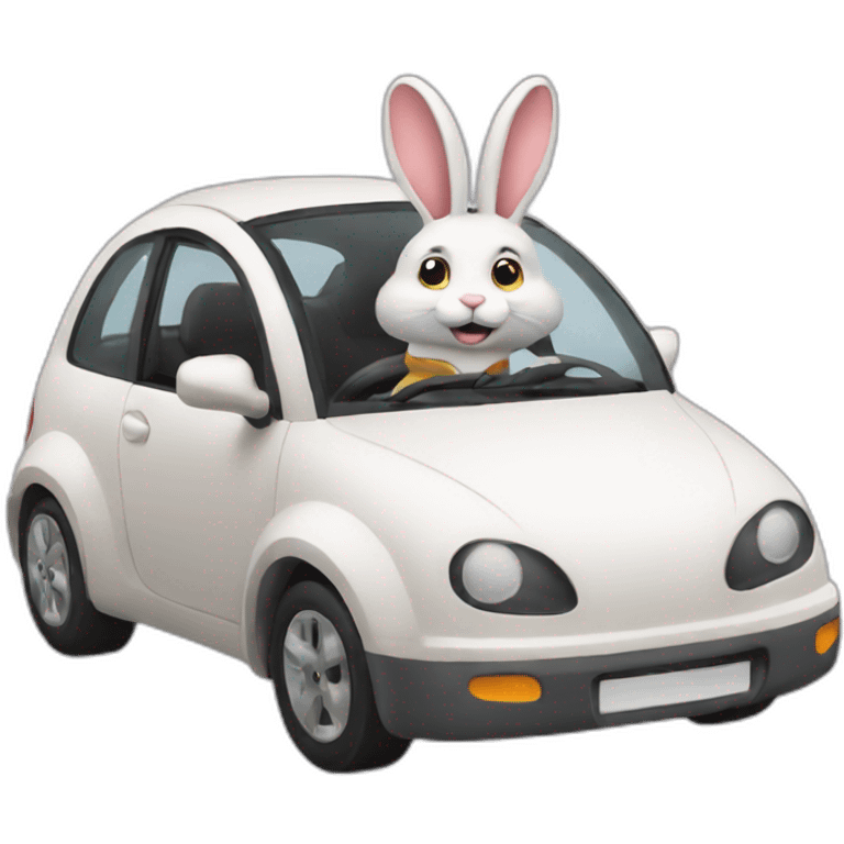 Rabbit driving car emoji