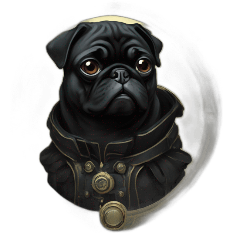 A cyberpunk black pug in Art Nouveau style during 1910 emoji