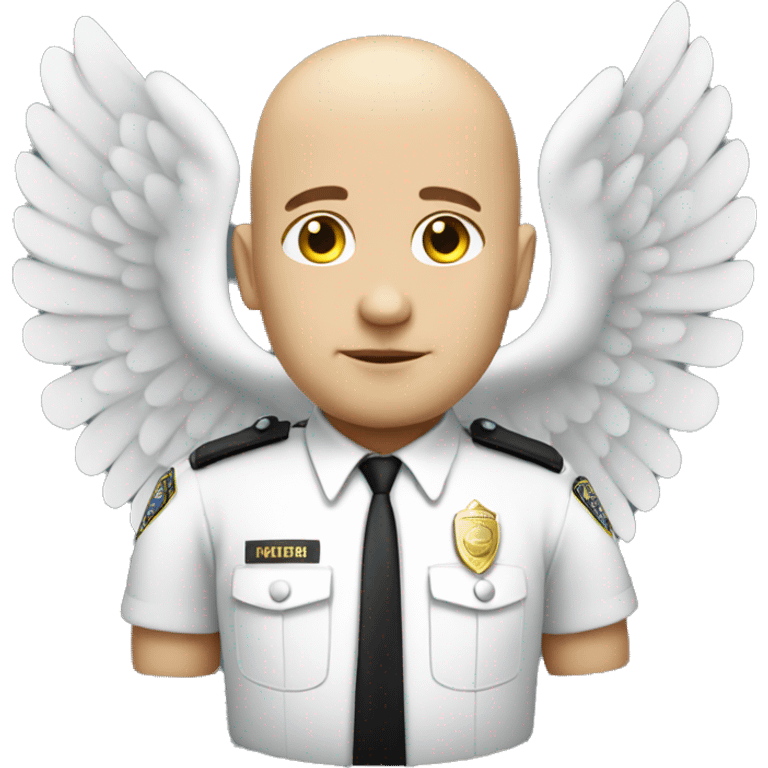 A White Police man bald with Big ANGEL WINGS emoji