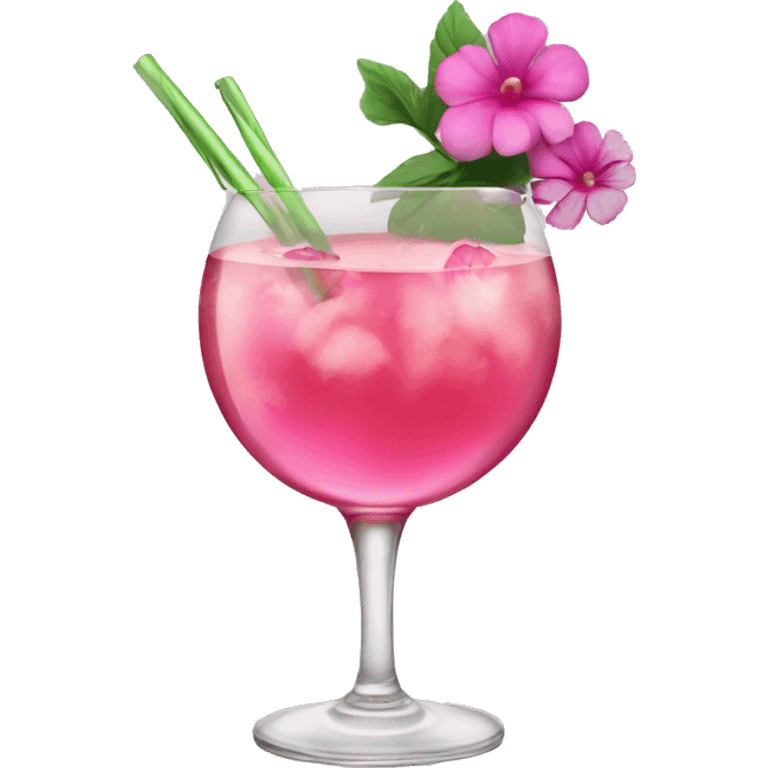 Cocktail with pink flowers emoji