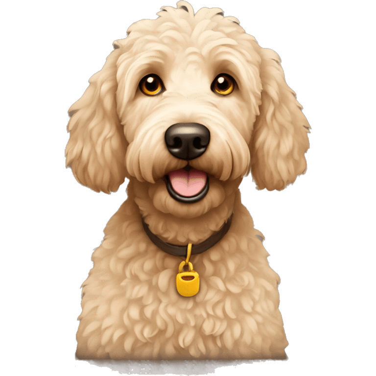 old golden doodle with brown eyes emoji