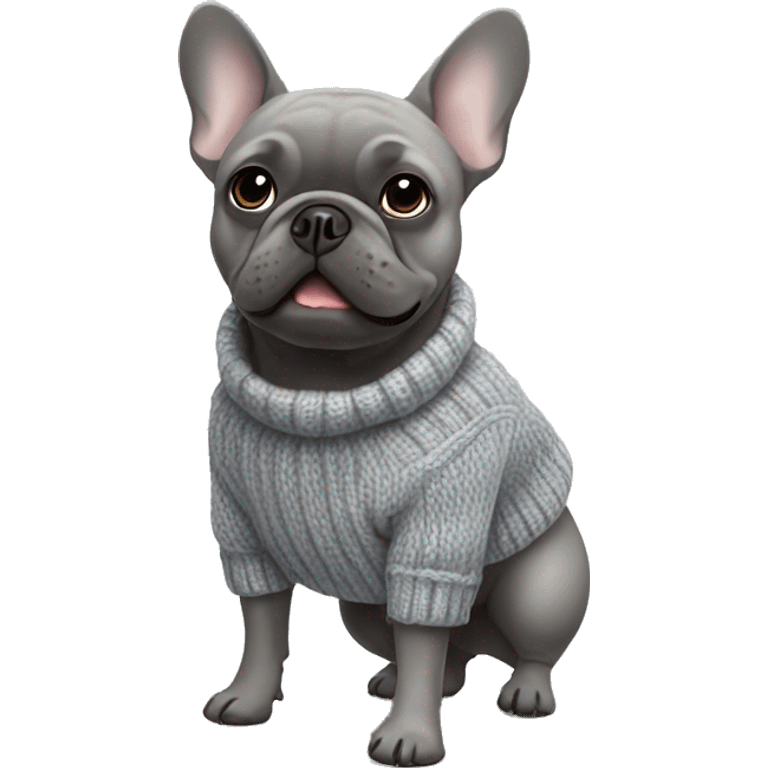 gray French bulldog in a knitted pullover emoji