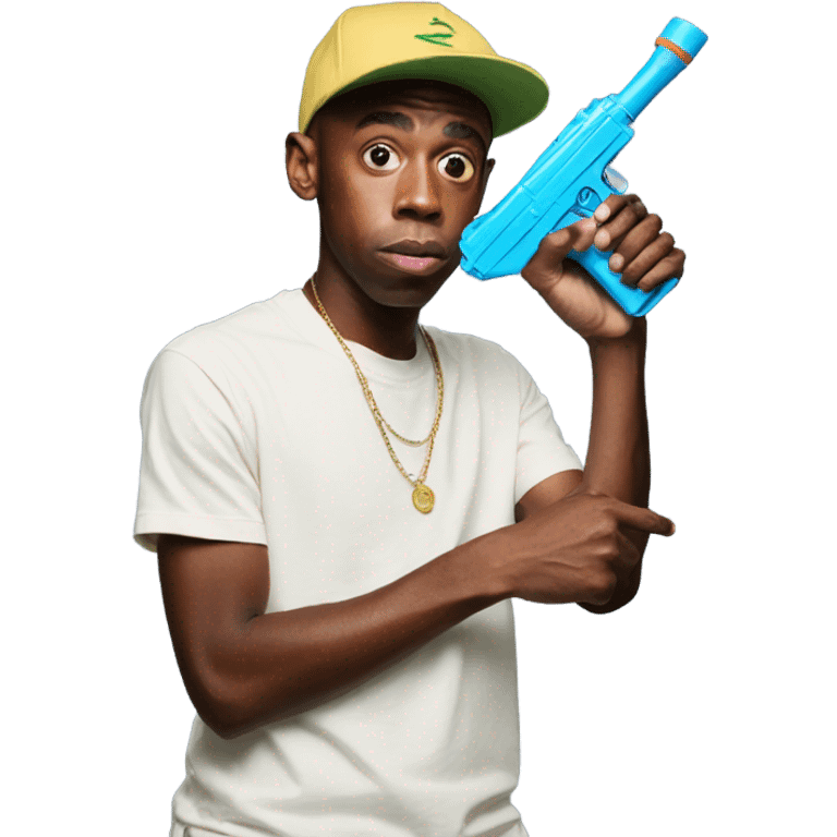 tyler the creator holding a water pistol  emoji