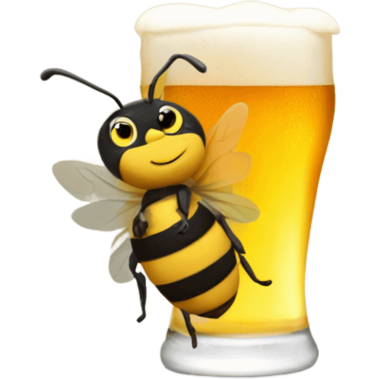 Bee drinking beer emoji