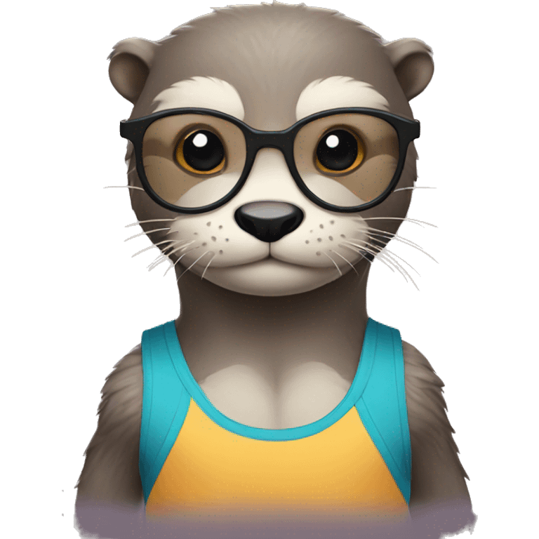 otter with glasses holding in a singlet emoji