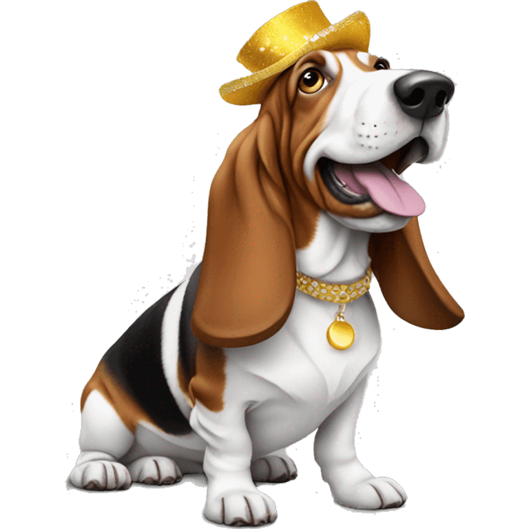 Basset hound partying emoji