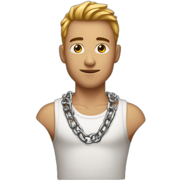 guy wearing tanktop and metal chain around neck emoji