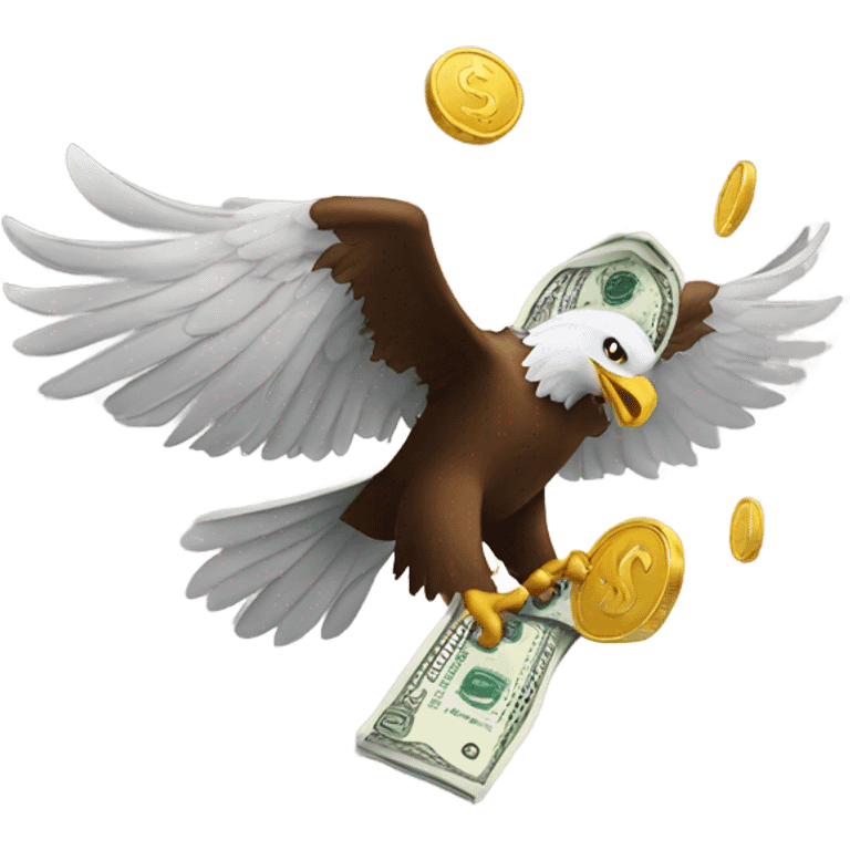 Eagle flying holding money emoji