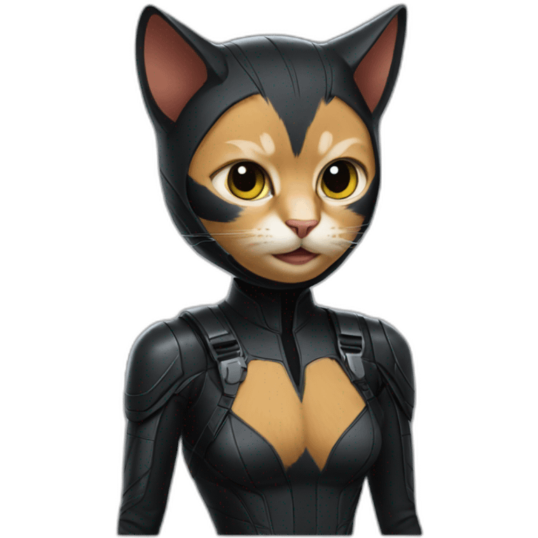 cat in black widow suit emoji