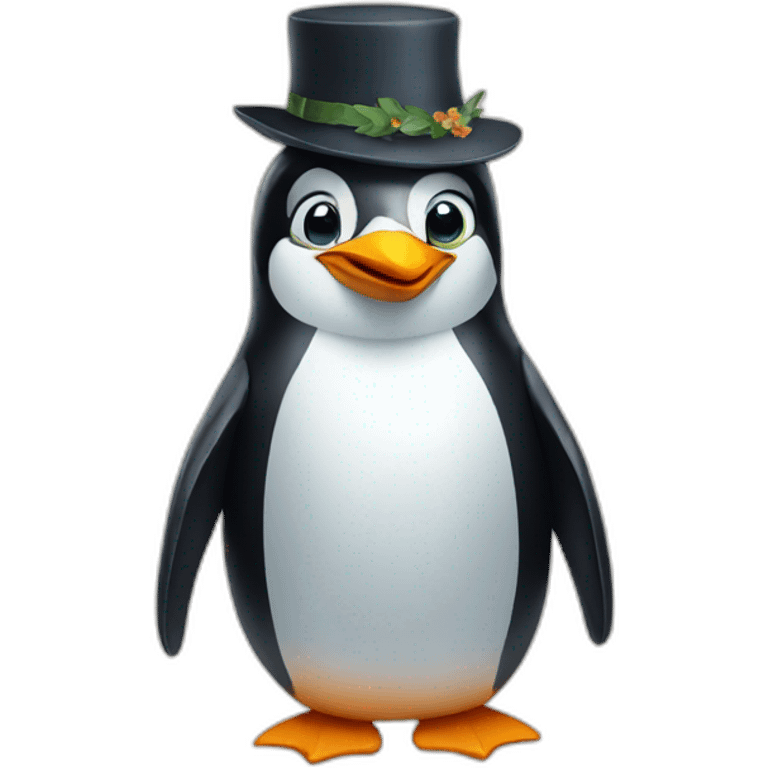 a penguin wearing a hat emoji