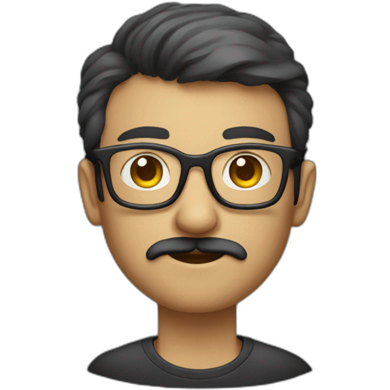 developer with a MacBook with glasses and a moustache and short hair emoji