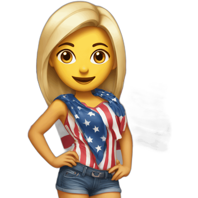 Sexy girl wearing only American flag emoji