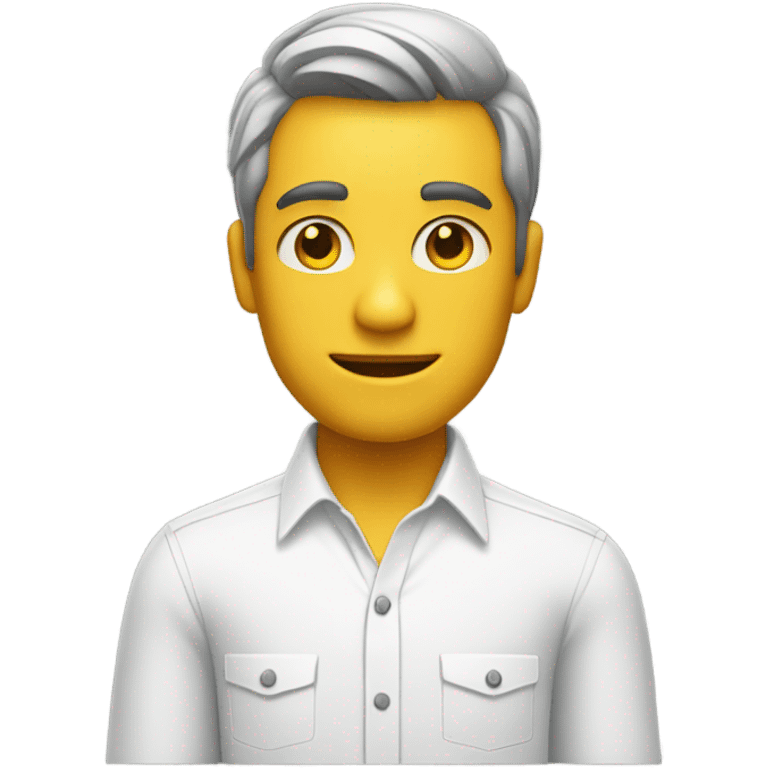 yellow skin man on desk wearing white button down shirt front view emoji