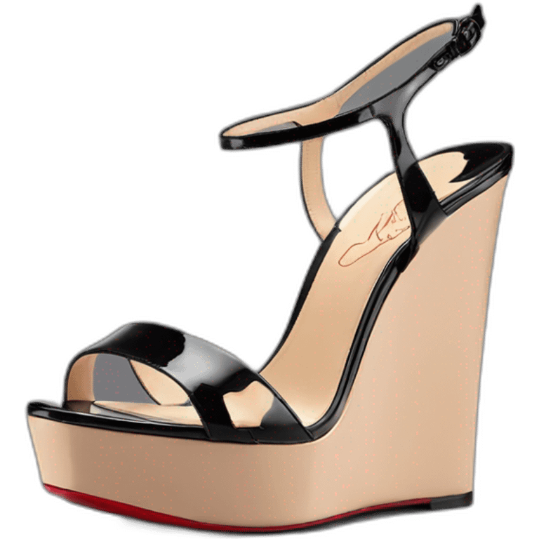 Platform wedges black louboutin sandal patent emoji