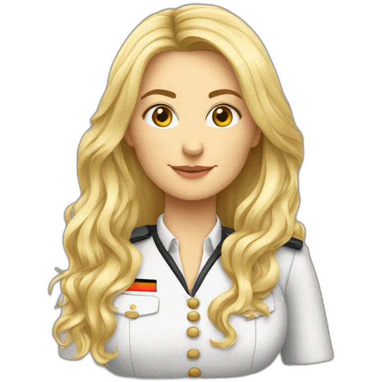 Femme blonde long cheveux uniforme allemand emoji