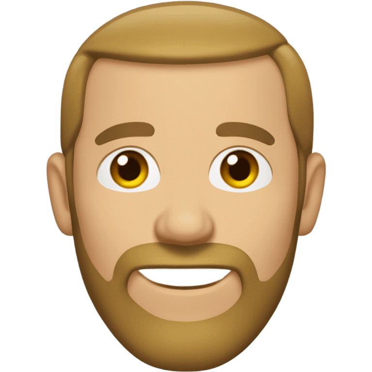 middle aged english man, short slicked back hair dark blonde, dark blonde medium length size full beard, wearing only a plain white smart shirt unbuttoned. emoji