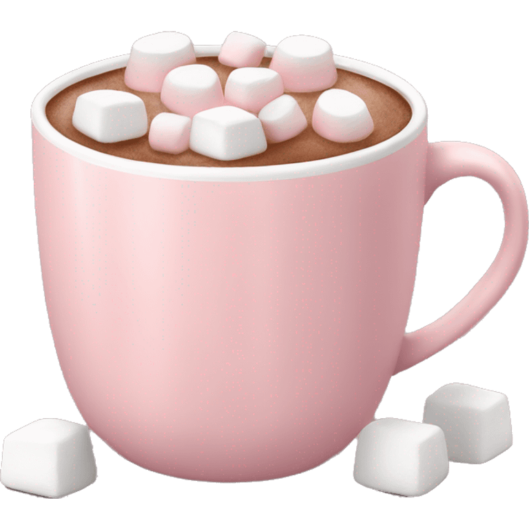 Light Pink mug of hot chocolate with marshmallows  emoji