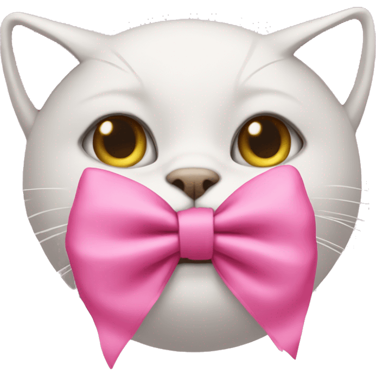 Cat with a pink bow and a kiss face emoji