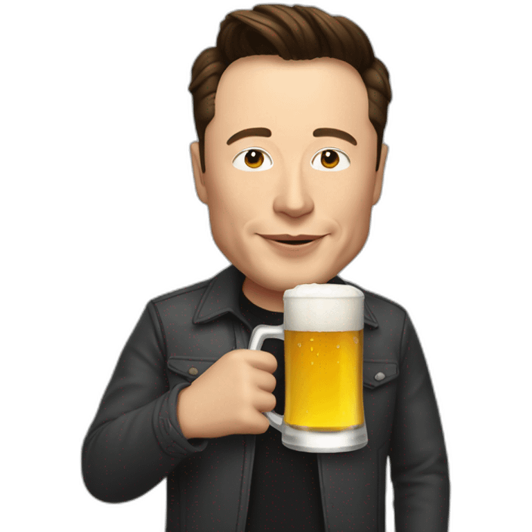 Elon Musk drinking a beer emoji