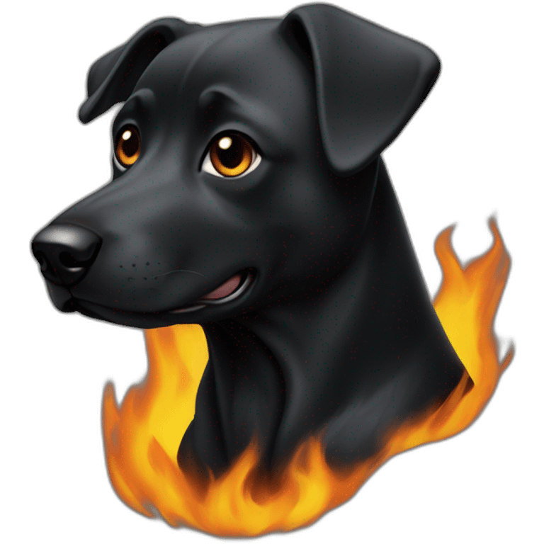 Chien noir et feu emoji