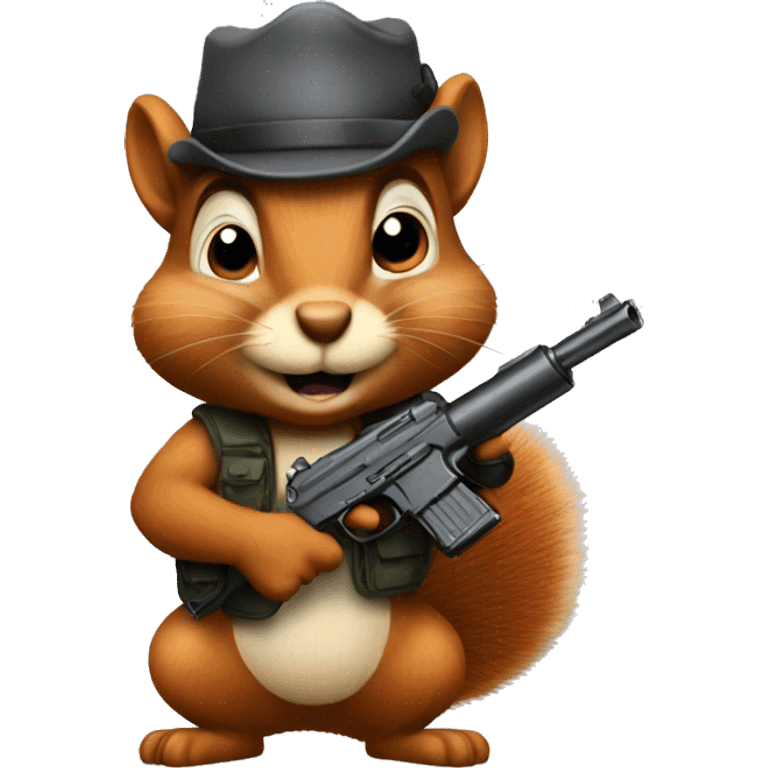 A squirrel holding a gun emoji