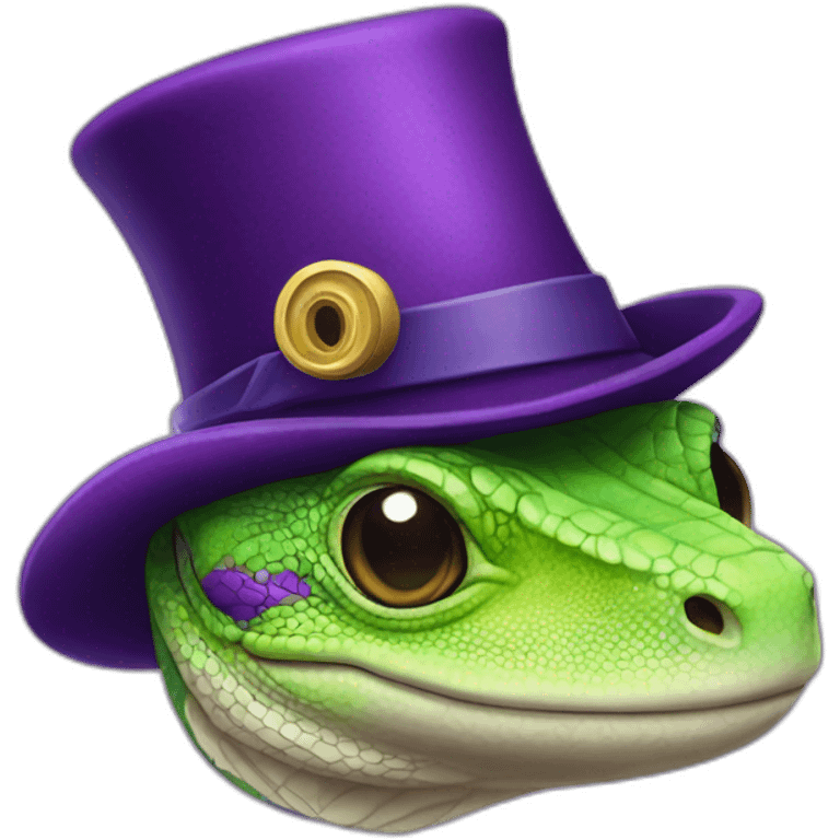 lizard with purple hat with monocle in star shape emoji