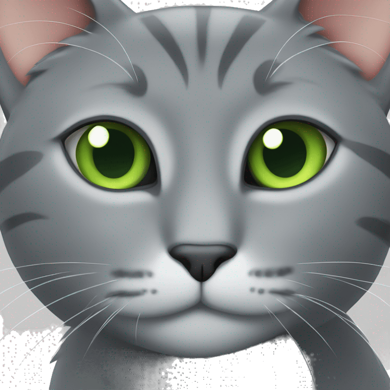 green eyed grey cat pondering emoji