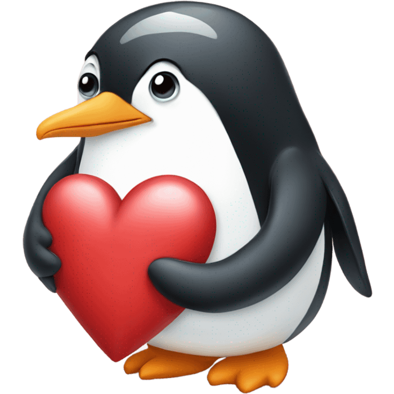 penguin holds a heart  emoji