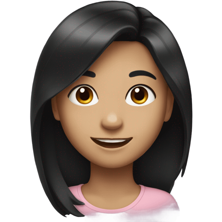 smiling girl with black hair emoji