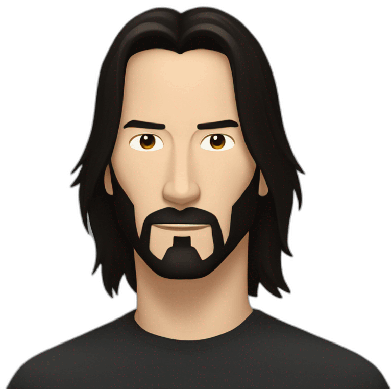 Keanu reeves with long hair and five o’clock shadow emoji