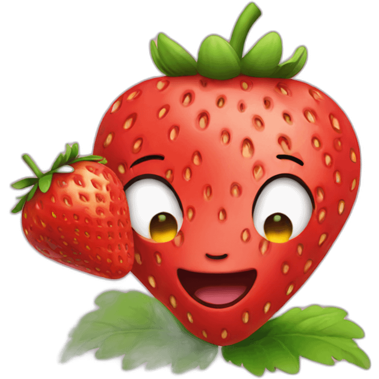 strawberry eating a strawberry emoji