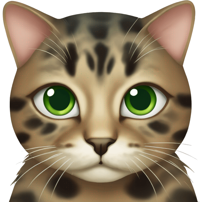 Tortoise shell cat with green eyes￼ emoji