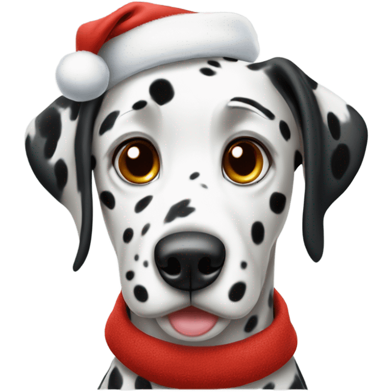 Dalmatian wearing Santa hat emoji