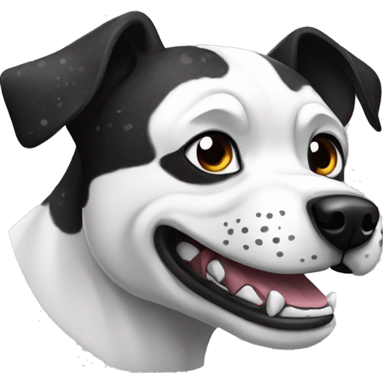 Black and white speckled dog snarl aggresive emoji