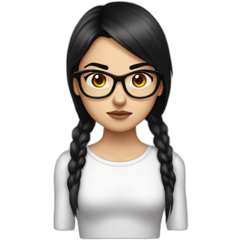 girl-glasses-anger-black straight hair-wirte skins-dark eyes-smal eyes emoji