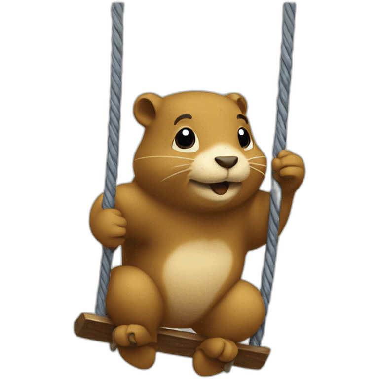 Gopher rides on a swing emoji