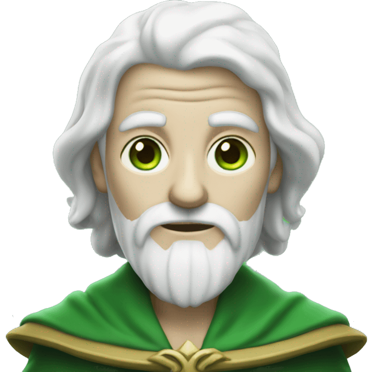 white-skinned wizard with green eyes in a green disguise emoji