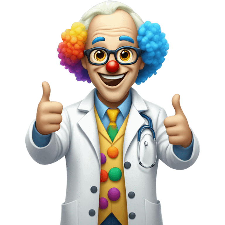 Funny doctor clown thumbs up emoji