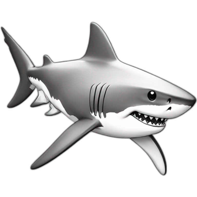 a shark in a (camouflage cap),black and white,cartoon,sketched,sketch emoji