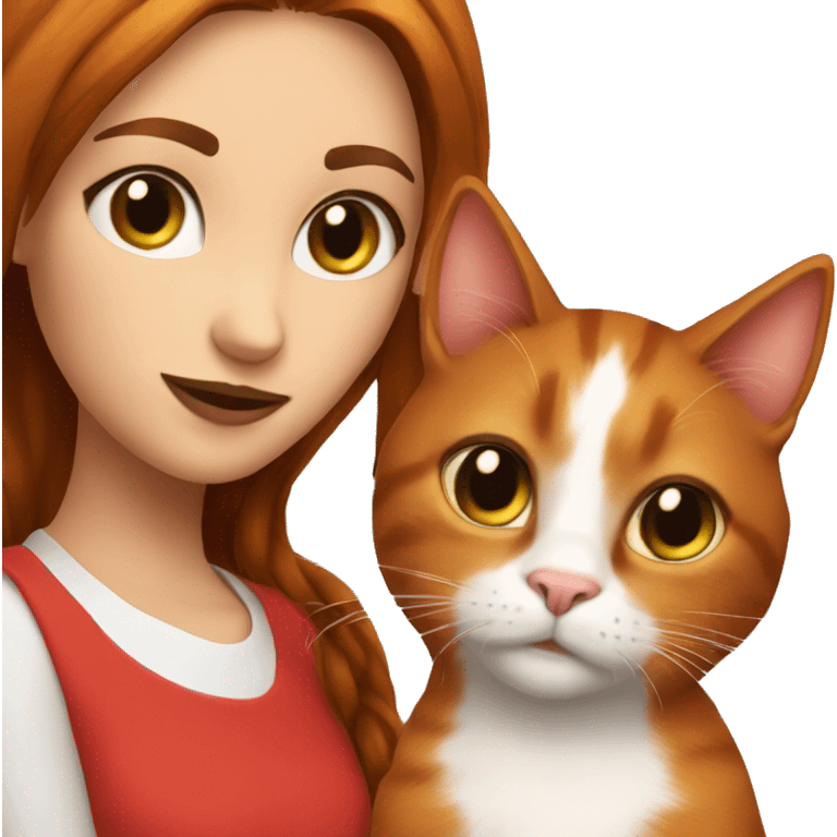 red cat with brunette girl  emoji