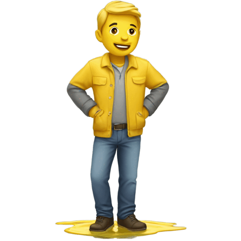 guy with pants on in yellow puddle  emoji