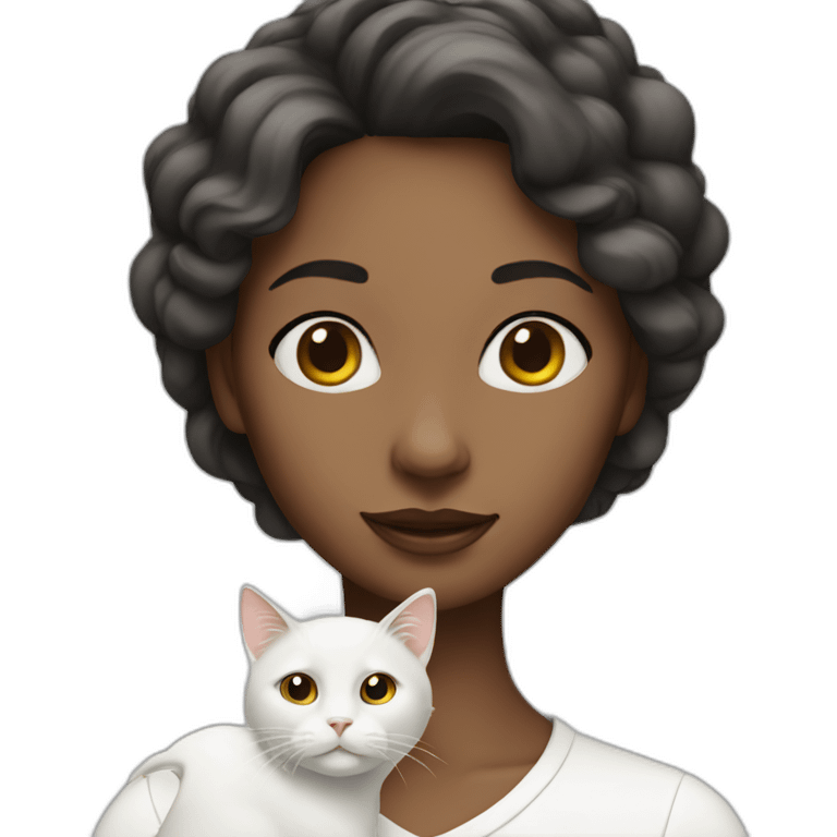 woman with white cat emoji