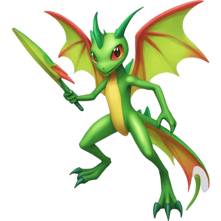 Full body sharp edgy shiny punk colorful Fairy-Flygon-Scyther-grovyle emoji