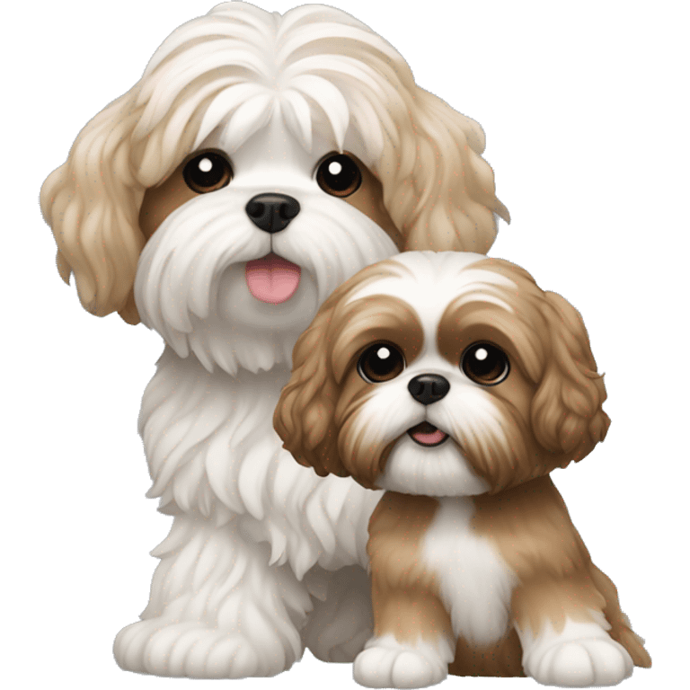 Shihtzu with a curly hair fair girl carrying him  emoji