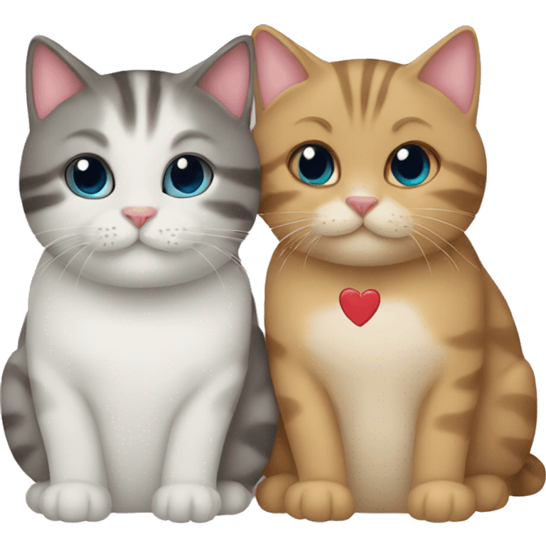 two cats with hearts  emoji