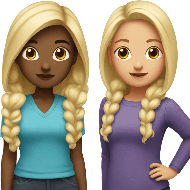 2 sisters. First with blond hairs. Second with black hair  emoji