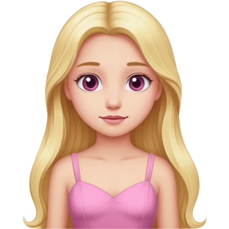 A girl with long blonde hair and a pink dress. emoji