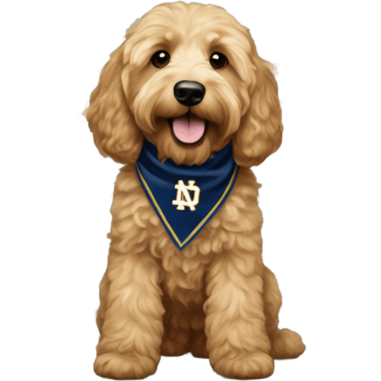 Goldendoodle with notre dame bandana emoji