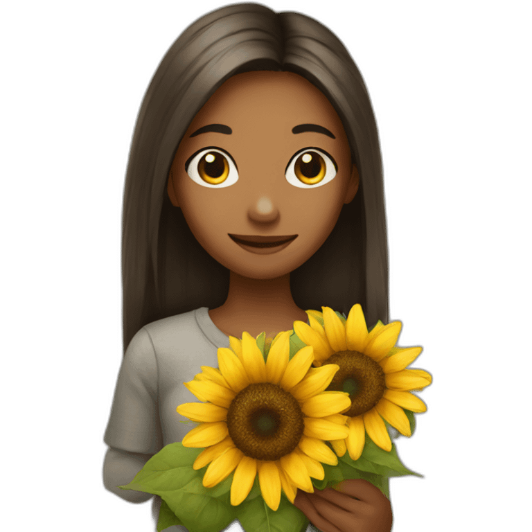 girl holding sunflower emoji