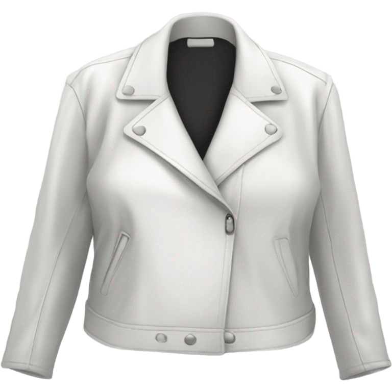 White oversize womens open button up leather jacket  emoji